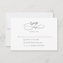 シンプル黒モダン白II RSVP返信カード