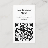 シンプル黒モダン白QRコードロゴ縦型 名刺 (裏面)