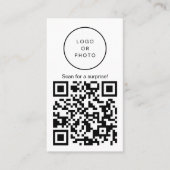シンプル黒モダン白QRコードロゴ縦型 名刺 (正面)