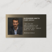 シンプル黒モダン金ゴールドクレジットプロフェッショナル写真 名刺 (裏面)