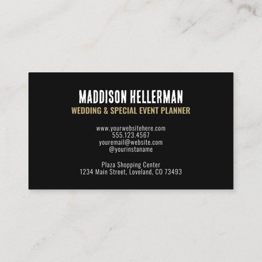 シンプル黒モダン金ゴールドモノグラム 名刺 (裏面)