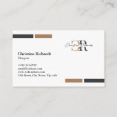 シンプル黒モダン金ゴールドモノグラム 名刺 (裏面)