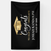 シンプル黒モダン金ゴールド卒業バナー 横断幕 (縦)