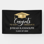 シンプル黒モダン金ゴールド卒業バナー 横断幕 (横)
