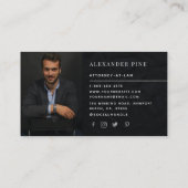 シンプル黒モダン銀プロフェッショナル写真 名刺 (裏面)