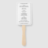 シンプル黒モノグラムの白結婚式 プログラム ハンドファン (裏面)