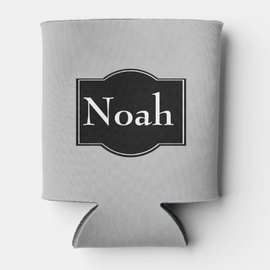 シンプル黒ラベルパーソナライズされた 缶クーラー (正面)