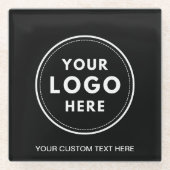 シンプル黒ロゴ文字 ガラスコースター (正面)