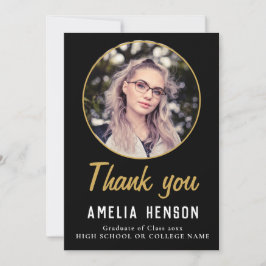 シンプル黒人写真卒業 サンキューカード