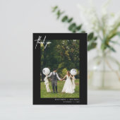 シンプル黒写真ありがモダンとう ポストカード (スタンド正面)