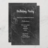 シンプル黒大理石すべての行事誕生日 招待状 (正面/裏面)