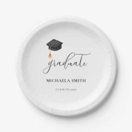 シンプル黒字台本高校卒業生 ペーパープレート