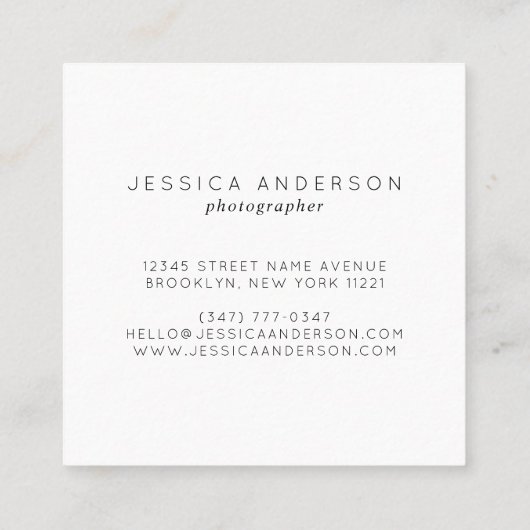 シンプル黒手書きガーリー筆跡 スクエア名刺 (裏面)