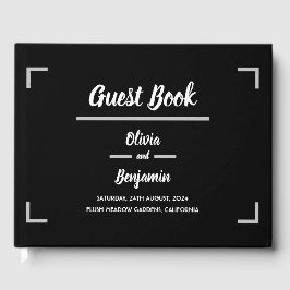 シンプル黒手書きスクリプ結婚ト ゲストブック