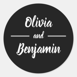 シンプル黒手書きスクリプ結婚ト ラウンドシール