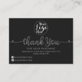 シンプル黒手書きハートお客様ありがとう 名刺 (正面)