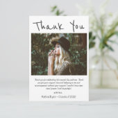 シンプル黒手書き写真の卒業 サンキューカード (スタンド正面)