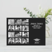 シンプル黒数々の写真卒業12写真 招待状 (スタンド正面)