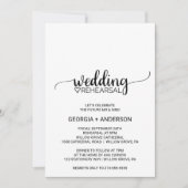 シンプル黒書のリハ結婚ーサル 招待状 (正面)