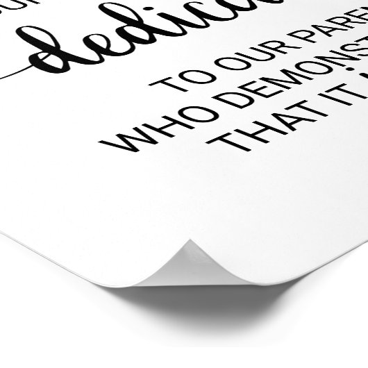 シンプル黒書の結婚献身のサイン ポスター (角)