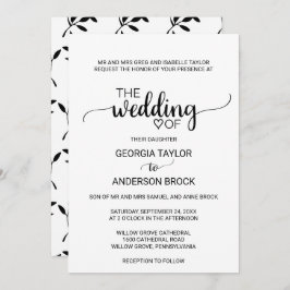 シンプル黒書フォーマル結婚の 招待状