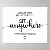 シンプル黒書跡どこにでも座る標識 ポスター (正面)