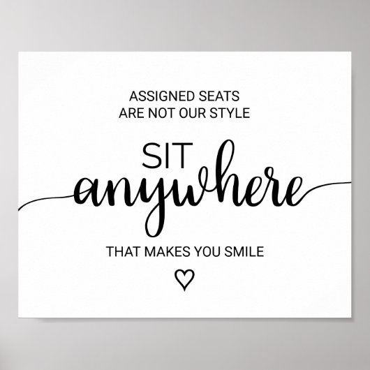 シンプル黒書跡どこにでも座る標識 ポスター (正面)