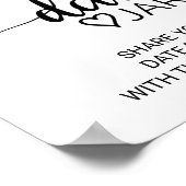 シンプル黒書道の日付jarの標識 ポスター (角)