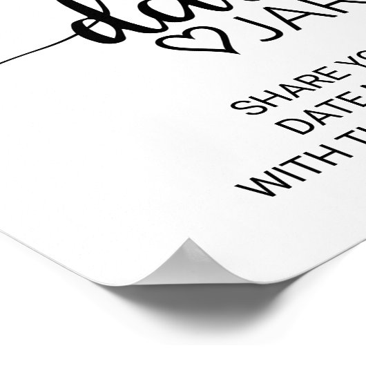 シンプル黒書道の日付jarの標識 ポスター (角)