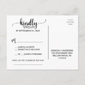 シンプル黒書道の歌のリクエストRSVP インビテーションポストカード (裏面)