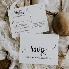 シンプル黒書道の歌のリクエストRSVP インビテーションポストカード