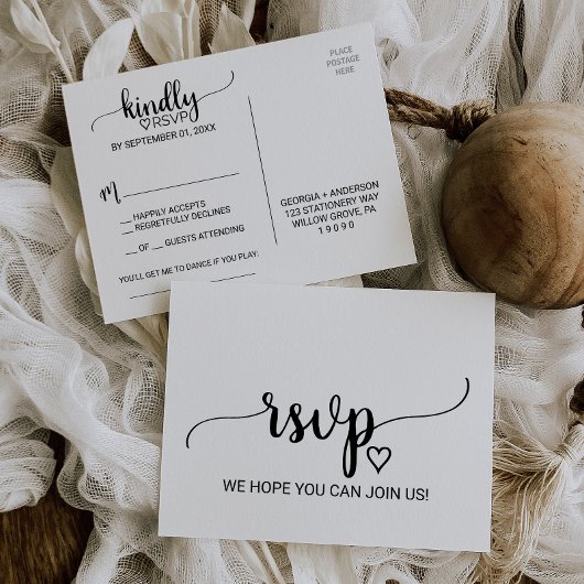 シンプル黒書道の歌のリクエストRSVP インビテーションポストカード