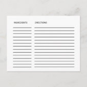 シンプル黒書道ブライダルシャワーレシピカード ポストカード (裏面)