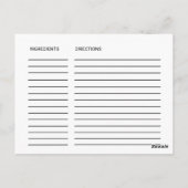 シンプル黒書道ブライダルシャワーレシピカード ポストカード (裏面)