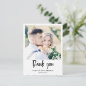 シンプル黒書道写真感謝はがき ポストカード (スタンド正面)