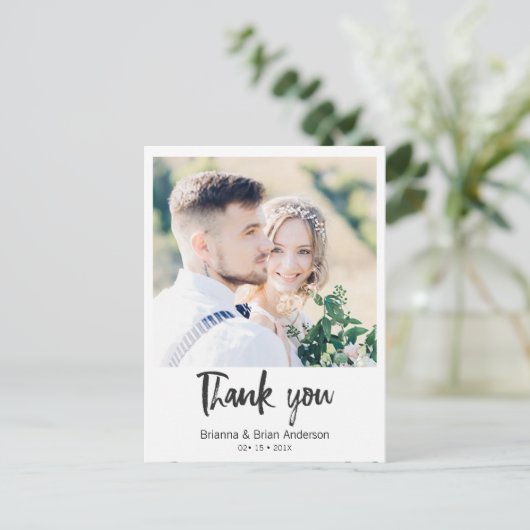 シンプル黒書道写真感謝はがき ポストカード (スタンド正面)