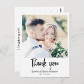 シンプル黒書道写真感謝はがき ポストカード (正面/裏面)