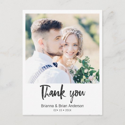 シンプル黒書道写真感謝はがき ポストカード (正面)