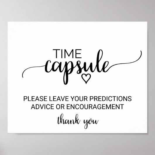 シンプル黒書道時間カプセル標識 ポスター (正面)