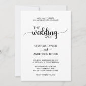 シンプル黒書道結婚の 招待状 (正面)