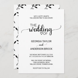 シンプル黒書道結婚の 招待状