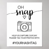 シンプル黒書道Ohスナップ標識 ポスター (正面)