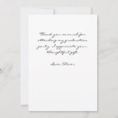 シンプル黒水色卒業写真 サンキューカード (裏面)