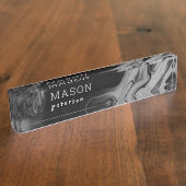 シンプル黒液シームレス大理石 デスクネームプレート (側面)