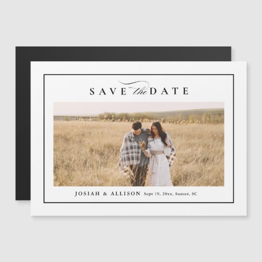 シンプル黒白の写結婚真日時を保存 (正面/裏面)