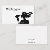 シンプル黒白の女性美容師 名刺 (正面/裏面)