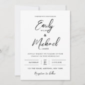 シンプル黒白の書結婚道 招待状 (正面)