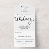 シンプル黒白の書道エレガントな結婚式 オールインワン招待状 (内側)