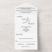 シンプル黒白の書道エレガントな結婚式 オールインワン招待状 (内側)