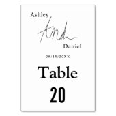 シンプル黒白の書道エレガントな結婚式 テーブルナンバー (裏面)